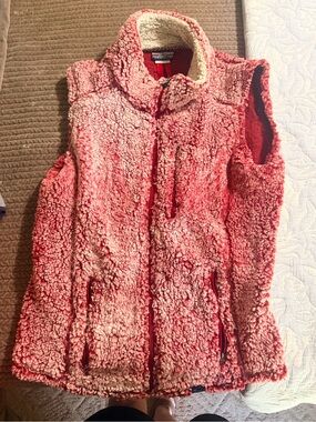 Soft Coral Sherpa Zip Vest with Stand Collar